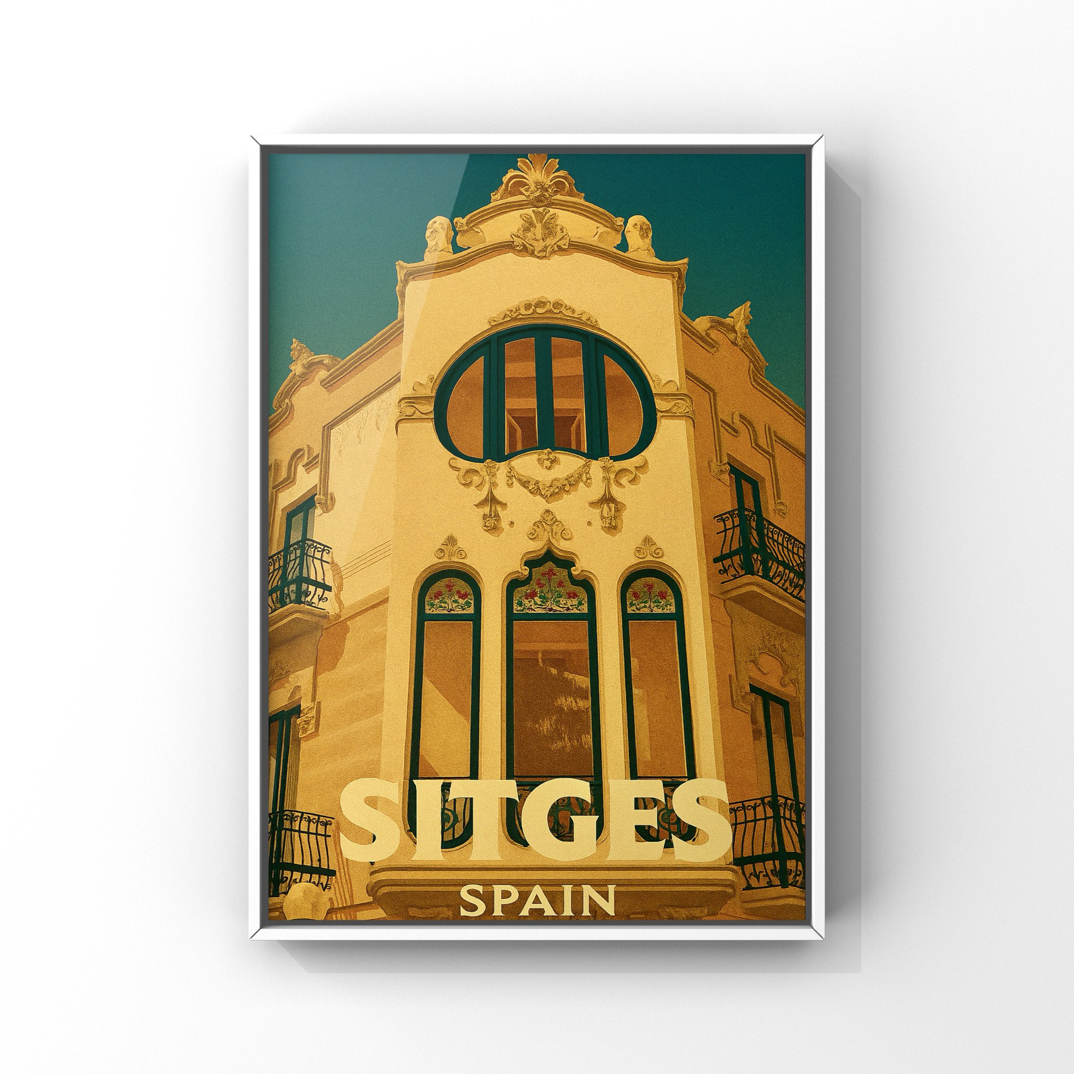 Vintage Art Poster from Sitges in Spain of Casa de Manuel Planas Art Print