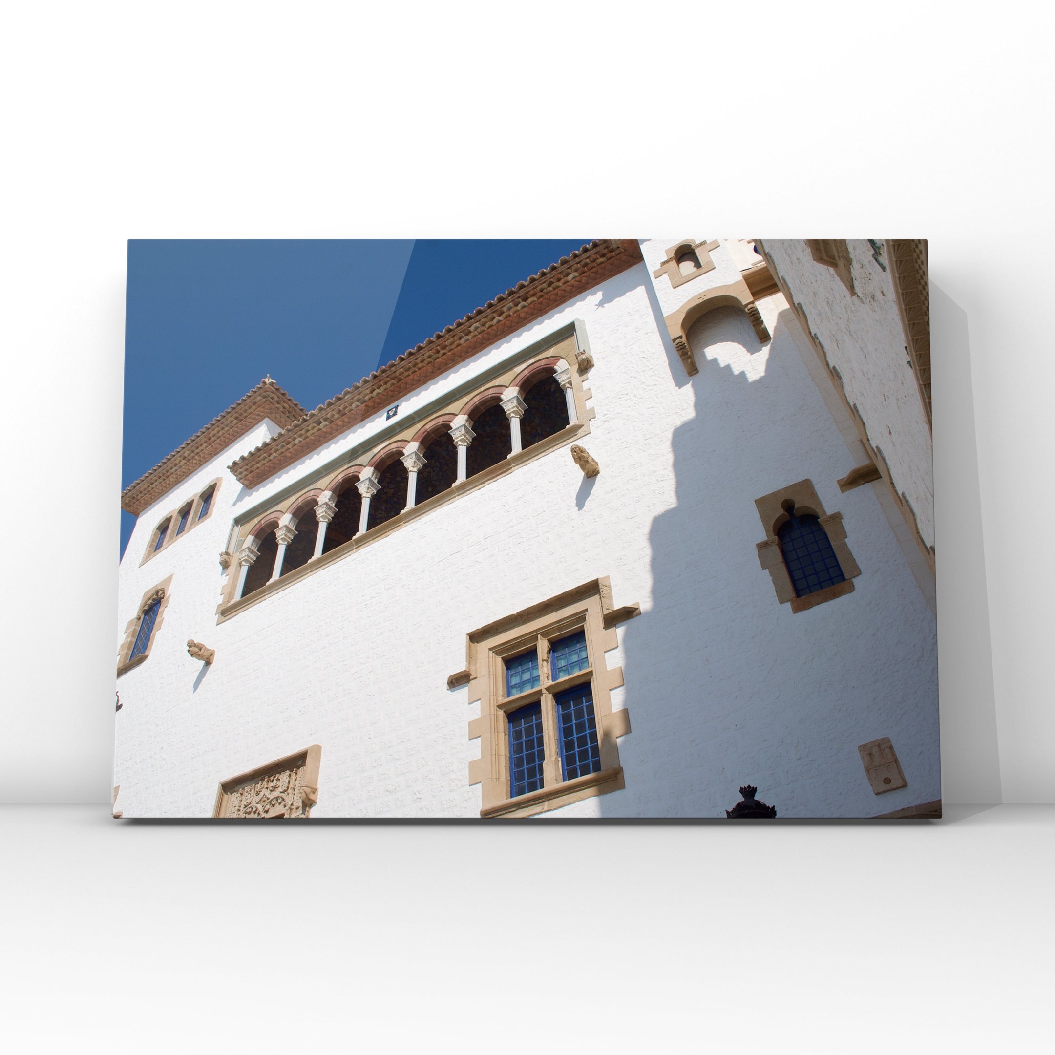 Sunny Spanish Architecture Vintage-styled Travel Poster of Sitges in Spain Maricel Palace framed 