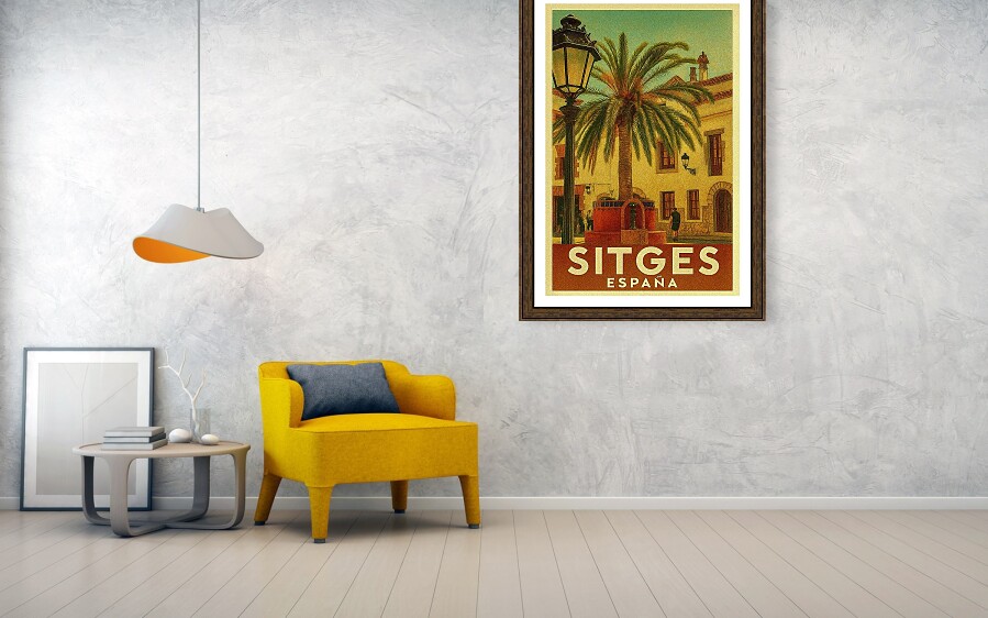 Sitges Casa Rectoral Street Vintage Travel Poster