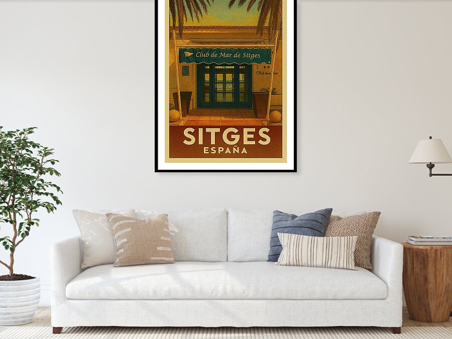 Sitges Club de Mar Vintage Travel Poster of Sitges, Spain Framed Print
