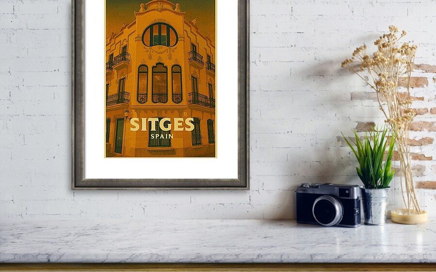 Casa de Manuel Planas Art Print Vintage Poster of Sitges, Spain Architectural Elegance in Sitges