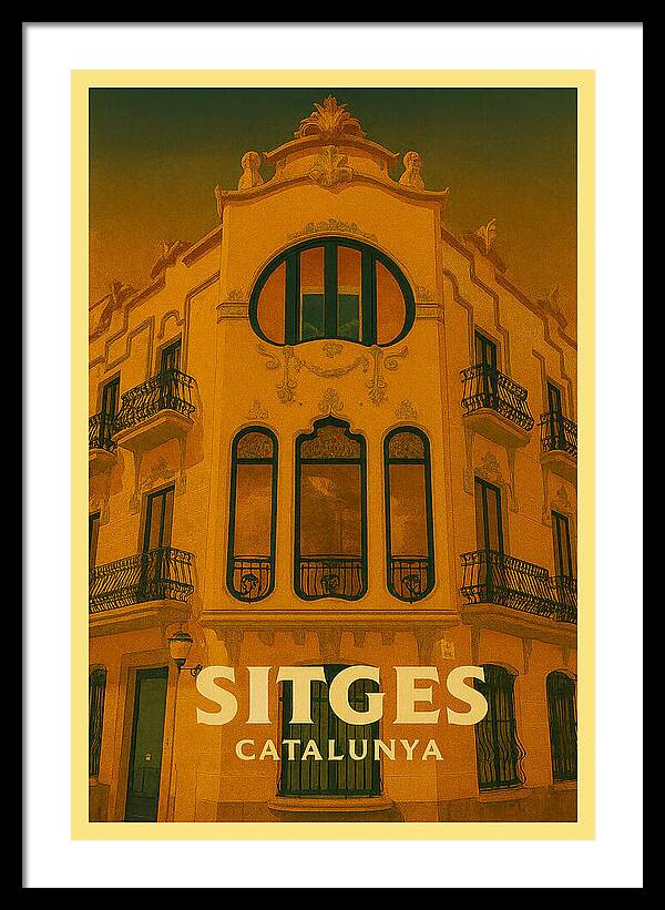 Casa de Manuel Planas Sitges Vintage Poster - Modernista Art Nouveau Facade Framed Print