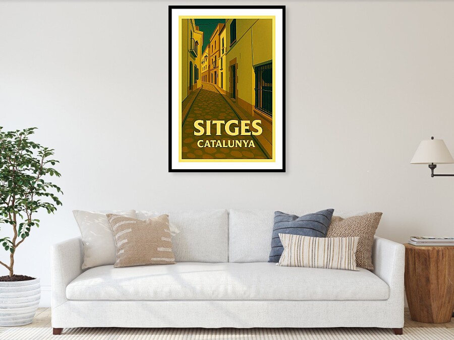 Sitges, Catalonia in Spain Vintage Travel Poster Art Print - Mediterranean Alleyway