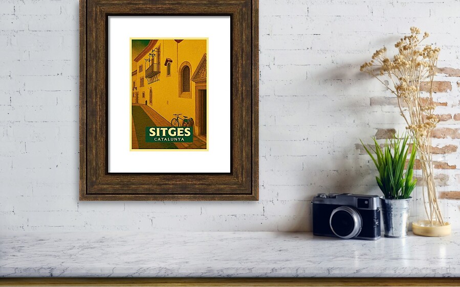 The Leisurely Life: The Bicycle on the Historic Sitges Street Vintage Poster
