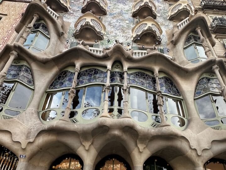 Casa Batllo Rooftop Barcelona Vintage Travel Poster Framed Print