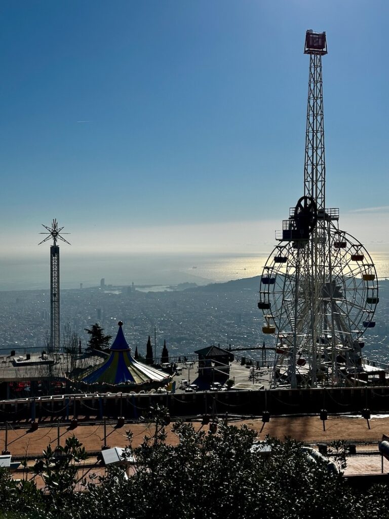 Tibidabo Amusement Park overlooking Catalunya.