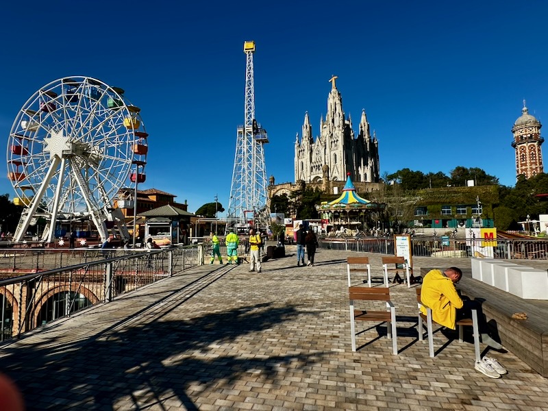 Tibidabo Amusement Park overlooking Catalunya.