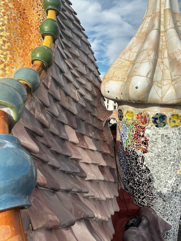 Casa Batllo Rooftop Barcelona Vintage Travel Poster Framed Print