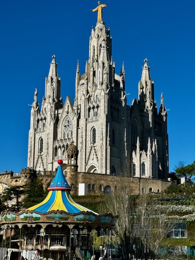 The Neo-Gothic Temple Expiatori del Sagrat Cor at the summit of Tibidabo in Espana.