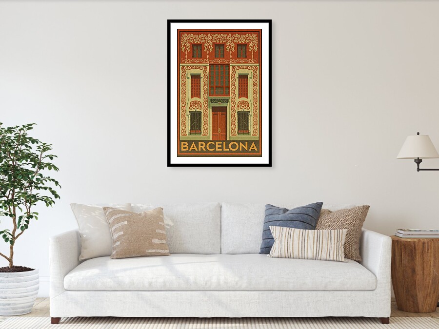 Casa Padua, Barcelona Vintage Travel Poster Framed Print