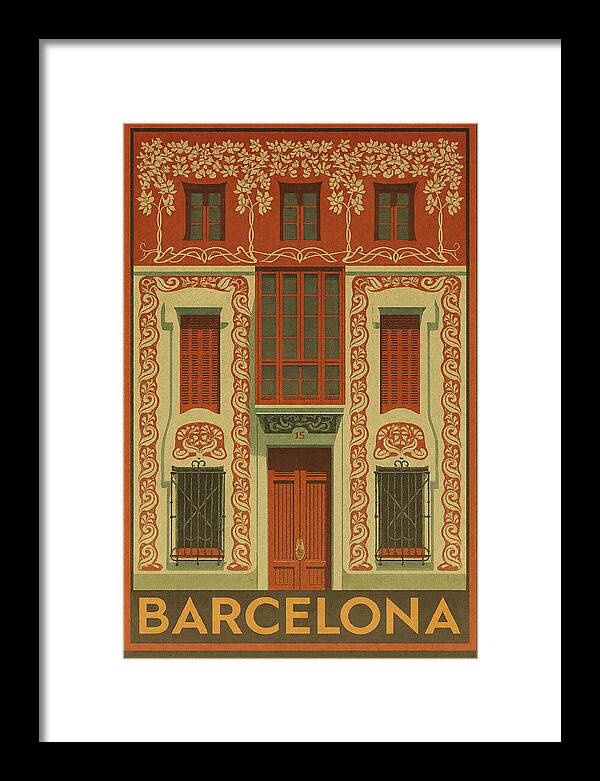 Casa Padua, Barcelona Vintage Travel Poster Framed Print