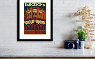 Barcelona La Monumental Bullring Sombra Gate Vintage Travel Poster Framed Print